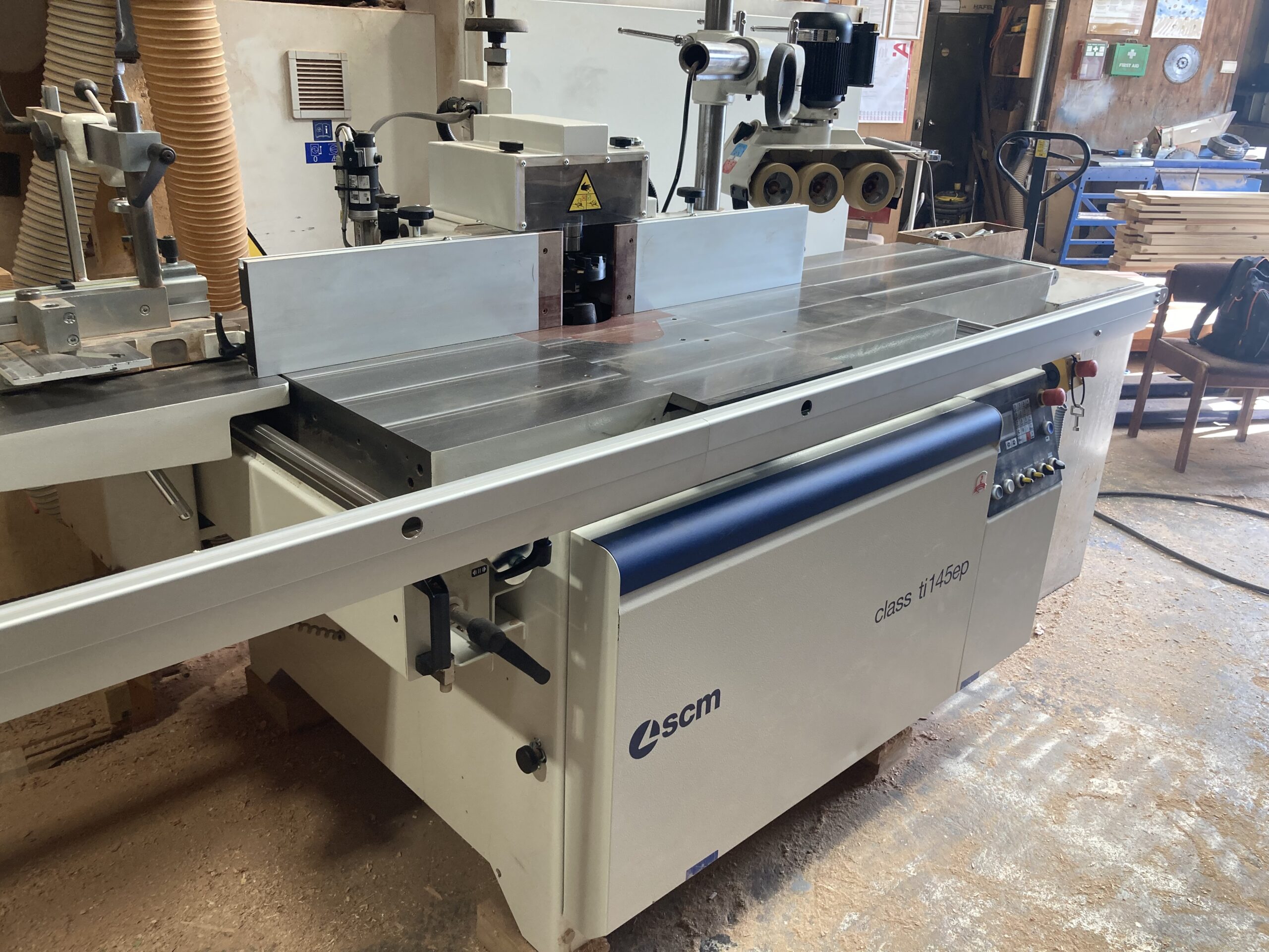 Used SCM Ti145 EPTL Class Tilting Spindle Moulder with Sliding Tenoning table - Image 2
